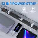 12 Outlet Long Power Strip with 15A Circuit Breaker,Black Wall Mount Heavy Duty Power Strip with 6FT/14AWG/15A/125V Extension Cord for Industrial,Garge,Office,Home and School,Black(6FT)