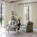 Neutral Beige Linen Curtains 84 Inches Long 2 Panels Set Pinch Pleated Flax Burlap Drapes for Living Room Bedroom Dining Pinch Pleat Back Tab Light Filtering Farmhouse Window Curtains 84 Inch Length