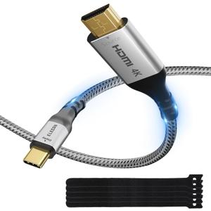 Elecan Uni-Directional HDMI to USB-C Adapter Cable 25 Ft 4K@60Hz 2K 1080P, No USB Power Needed High Speed HDMI Input to Type C Converter, Braided for Touch,PS5,Xbox,Mac,Portable Monitor,VR/XR/AR+Ties
