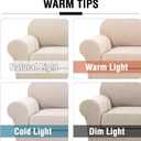 4 Piece Stretch Sofa Covers for 3 Cushion Couch Covers Furniture Slipcovers for Living Room (1 Base Cover Plus 3 Seat Cushion Covers) Thicker Jacquard Fabric Cover (XL Sofa, Natural)