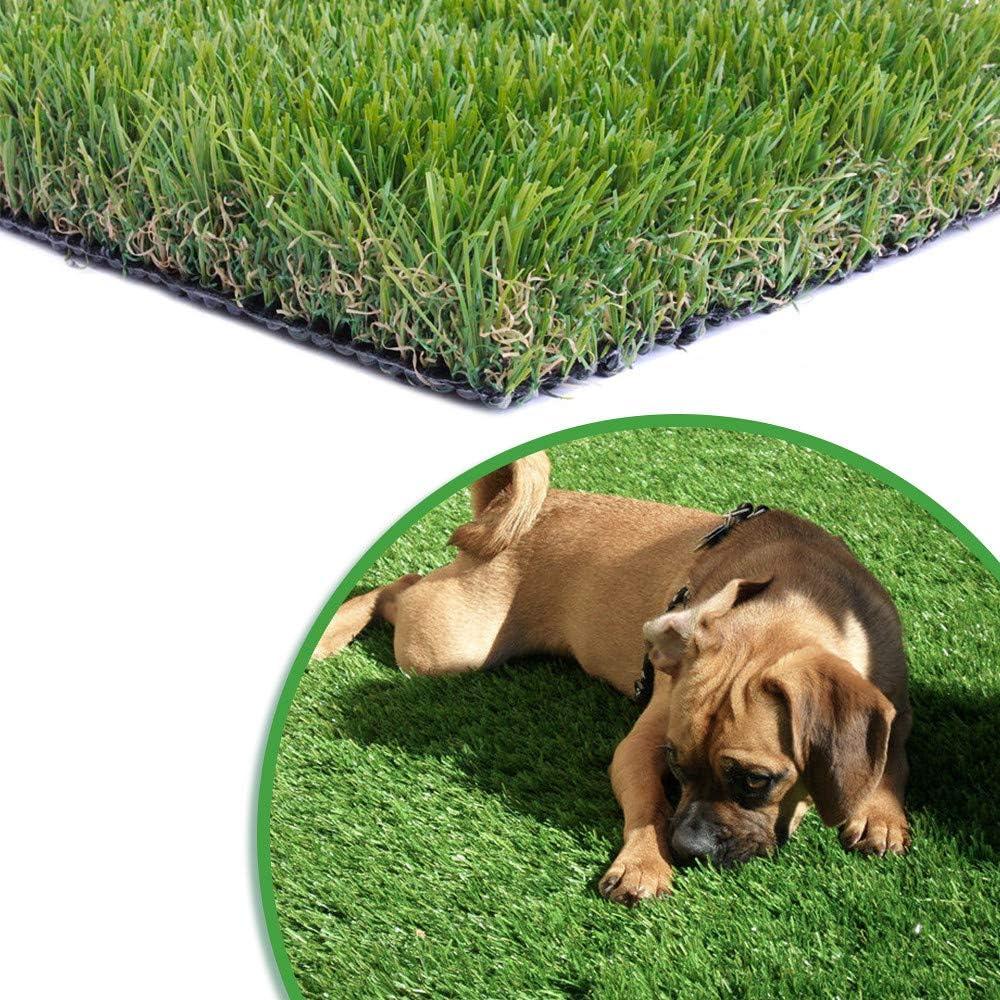 WS Artificial Grass Turf 4FTX6FT, 1, 38inch 4 Tone Realistic Synthetic Thick Fake Faux Grass Rug Astroturf Carpet Landscape for Dogs Indoor Outdoor Garden Lawn Mat, with Drainage Holes