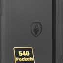 Premium 9 Pocket Card Binder for 540 Cards, Fabmaker PU Cover Trading Card Binder, Sturdy Card Collection Album, Sleek Card Holder Folders for YuGiOh, MTG, TCG, Game Cards & Sports Cards, Grey