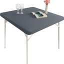 Spandex Stretch Square Table Covers Caps Cocktail Fitted Elastic Square Tablecloth Gray 42x42 Inch (Grey)
