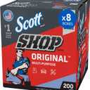 Scott Shop Original Blue Towels (75190), 9"x12" Cloth-like Paper Towel (8 Boxes of 200 Sheets, 1,600 Sheet Total)
