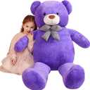 IKASA Giant Teddy Bear Stuffed Animal Plush Toy,Large Cute Jumbo Soft Toys,Huge Big Size Fluffy Plushie,Gifts for Kids (Purple, 47 inches)
