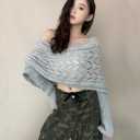 Scarf with Sleeves for Women, Knitted Cable Wrap, Multifunctional Crochet Shrug Sweater Wrap with Sleeves (Gray)