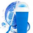 Nostalgia Kool-Aid Squeezy Slush 10 Oz. Cup for Instant Slushes from any Drink, Soda, or Juice with Dome and Reusable Spoon Straw, Blue and Orange 