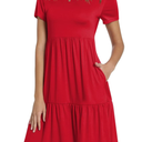 TAOHUADAO 2025 Summer Dresses for Women Short Sleeve Ruffle Casual Sundress with Pockets Size M