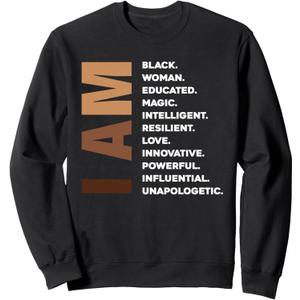 Womens Melanin Queen Afro American Women Black Woman Sweatshirt, Small