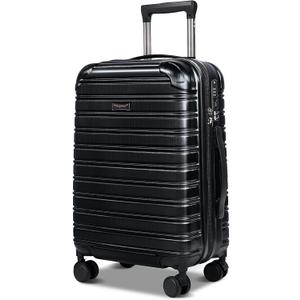 20Inch Hard Case Luggage Carry On Luggage Lightweight With Spinner Wheels Rolling Suitcase 22x14x9 Airline Approved PC+ABS With TSA Lock Hardshell Travel Carry On Size Hardside Suitcase,Black