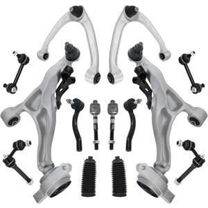 14pcs Front Suspension Kit Upper Lower Control Arm W/Ball Joint Sway Bar Link Inner Outer Tie Rod End Boot Assembly Replacement for 2008-2010 Infiniti G37,2009-2020 Nissan 370Z