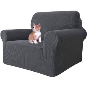 MAXIJIN Stretch Chair Cover Chair Slipcovers with Arms, 1-Piece Couch Sofa Chair Covers for Living Room, Non Slip Armchair Cover (31"-46") Furniture Protector Dogs Pet Friendly (Chair, Grey)