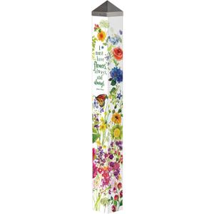 Studio M Art Pole, PVC Weather Resistant Pole with Vinyl Bowl 40 inches Tall Outdoor Decoration for Gardens, Patios, Yards, Landscaping and Birding Accessories, Must Have Flowers Always, White, Pink, Purple