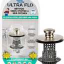Drain Buddy Ultra Flo No Installation 2 in 1 Clog Preventing Tub Drain Stopper and Hair Catcher for 1 3/8" to 1.5" Bathtubs and Utility Sinks Brushed Nickel Metal Cap
