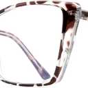 Blue Light Blocking Glasses for Women, Oversized Trendy Cat Eye Computer Gaming Glasses Anti Glare & UV Glare RF6204 (Leopard Cateye Frame)