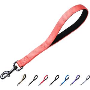Advanced 12 Inches Nylon Short Dog Leash with Soft Comfortable Padded Handle for Large Medium Breed Dogs Daily Use Jogging,Walking,Training etc. (12 Inches, Living Coral)