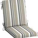 Arden earthFIBER Outdoor Dining Chair Cushion, 20 x 20, Rain-Proof, Fade Resistant, Taupe Grey Boardwalk Stripe