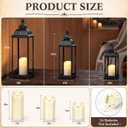 3 Pack Large Decorative Lanterns for Outdoor Porch 25 19 13 inch Metal Farmhouse Lanterns with 3 Flameless LED Candles, Rustproof Hanging Floor Decor for Indoor Patio Fireplace Home(Black)