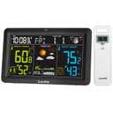 Weather Stations Wireless Indoor Outdoor Thermometer, Color Display Digital Calendar Atomic Clock, Temperature and Humidity Monitor with Adjustable Backlight (Black)