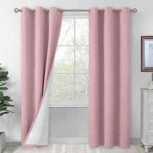BGment Pink Blackout Curtains for Bedroom 84 Inch Length 2 Panels Set, Thermal Insulated Bedroom Curtains Soundproof Kids Nursery Window Curtain Drapes, Each Grommet Curtains 42 Inch Wide
