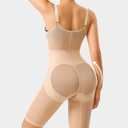 Nebility Tummy Control Shapewear Bodysuits Open Bust Full Body Shapewear Seamless Faja Body Shaper (Medium, Beige)