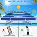 Duerer Beach Umbrellas, 8.5FT Beach Umbrella for Sand with Anchor Heavy Duty Windproof, Height Adjustable Tilt Iron Pole, Portable Beach Umbrella with Carrying Bag for Beach, Patio Garden Outdoor