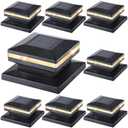 Dynaming 8 Pack Solar Post Cap Lights, Outdoor Decorative Post Solar Lights Black Shell Caps Fit 4x4 5x5 6x6 Vinyl/Wooden Posts, Brightness Warm White LED Lighting for Garden Fence Deck Patio