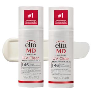 EltaMD UV Clear Tinted Face Sunscreen SPF 46, Oil Free Sunscreen for Sensitive Skin with Zinc Oxide, Dermatologist Recommended (05 - Untinted (2 Pack))