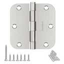 AmzGod Door Hinges Brushed Nickel - 4 Pack Nickel Door Hinges 3.5 Inch Rounded Interior Satin Nickel Door Hinge with 5/8" Radius - Flat Iron Residential Standard 3 1/2 Inches Silver Door Hardware