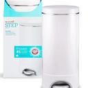 Munchkin STEP Diaper Pail Powered by Arm & Hammer, #1 in Odor Control, Award-Winning, Includes 1 Snap, Seal & Toss Bag, 1 Starter Refill Ring, and 1 PUCK Baking Soda Cartridge