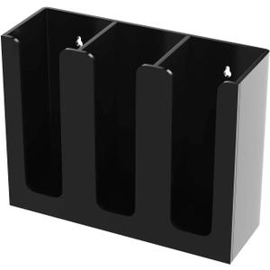 Richboom Acrylic Coffee Cup and Lid Storage Organizer Holder, 3 Compartments, Black