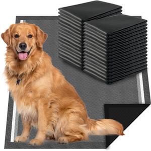 Charcoal Dog Pee Pads Extra Large 28x34, Puppy Pads XL 30 Count, Potty Pads for Dogs, Disposable Urine Bed Pads for Odor-Control, X-Large Piddle Underpads, Training Liners for Housebreaking, Black