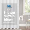 2-in-1 Waterproof Fabric Shower Curtain or Liner,Linen Textured,Breathable TPU & Washable Bathroom Shower Curtain Set with 12 Plastic Hooks,72"x72",White