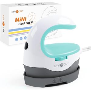 HTVRONT Heat Press Mini Heat Press Machine, Mini Iron for Crafts, Small Heat Press Portable Iron Press Machine for T Shirts, Hats, Heating Transfer Projects (Mint)