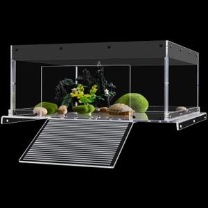 Upgraded Turtle Basking Platform & Dock, Acrylic Turtle Ramp, Non-Slip Surface & Easy-Climb, Fits 17-19 Inch Wide Aquariums