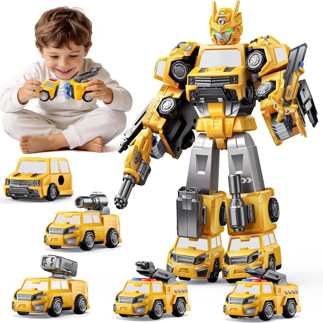 Gifts for 3 4 Year Old Boys, Toys for 3 4 Year Old Boys, 5-in-1 Transform Robot Toys for Boys 4-6, Easy DIY Assembly, 3 4 Year Old boy Birthday Gifts, Ideals Toys for Boys, Kids Toys