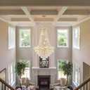 Luxury Gold Crystal Chandeliers 12 Lights Modern Chandelier for High Ceilings Large Pendant Light Fixture Foyer Staircase Hallway Entryway Living Room Hall Lobby 36" H x 23.5" D, Round H36"