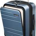 LUGGEX Carry On Luggage 22x14x9 Airline Approved, FLO5 Expandable Polycarbonate Suitcase with Front Pocket (FX-Core, Blue, 20 Inch)