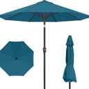 Kingdura 9FT Outdoor Patio Umbrella, Market Table Umbrella with Push Button Tilt and Crank, 8 Sturdy Fiberglass Ribs, UV Protection for Pool, Lawn, Deck, Backyard, Garden (Lake blue)