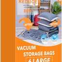 6 Large Vacuum Storage Bags,Plastic Packaging Bags,Space Saver Sealer Compression Bags for Blankets, Comforters, Pillows, Clothes Storage