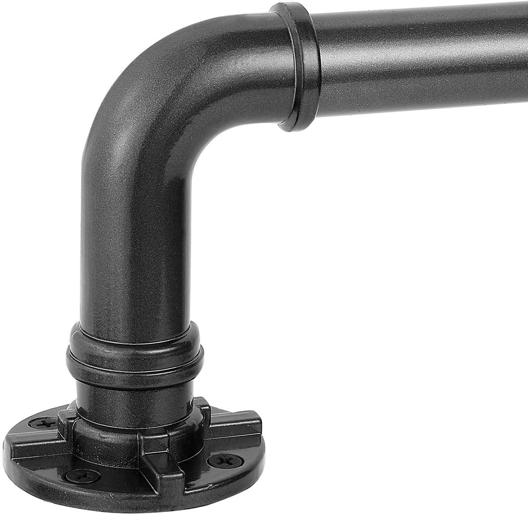 Curtain Rods for Windows 48 to 84, 1 Inch Industrial Wrap Around Curtain Rod, Indoor/Outdoor Room Divider Adjustable Drapery Pole, 48"-86", Grey