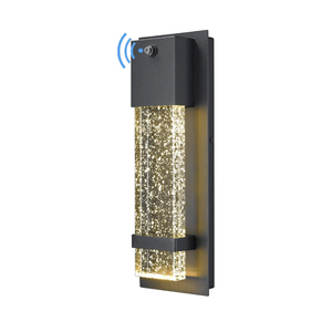 HWH INVESTMENT Dusk to Dawn Sensor Outdoor Wall Lamp, Modern LED Exterior Wall Sconce Lantern, Black Finish with Crystal Bubble Glass, 5HW9-B-P BK