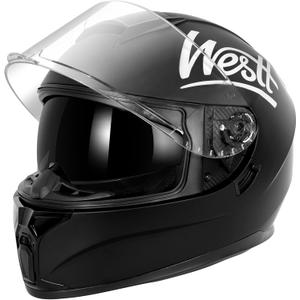 Westt Motorcycle Helmets Full Face Helmets - Street Bike Helmet with Dual Visor DOT Approved for Men Women Adults Compact Lightweight Storm X Grey Black White (Black, M (22.44-22.84 in))