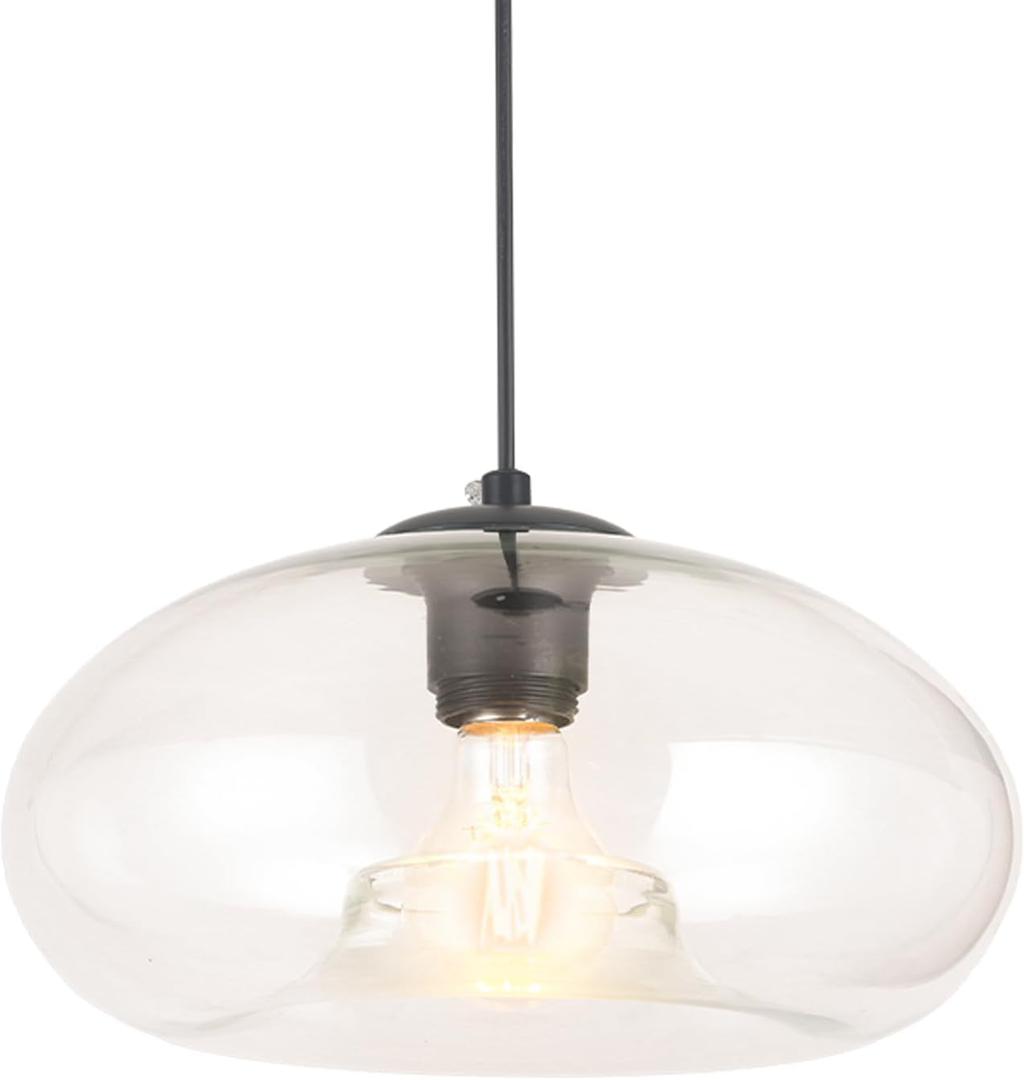 Vintage Glass Pendant Lights Kitchen Island with Handblown Shade,Adjustable Hanging Light Fixtures for Kitchen Island, Dining Room, Hallway - 11 Inch (Clear)