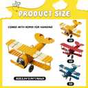 Therwen 9 Pcs Metal Airplane Decorations Vintage Airplane Ornament Hanging Iron Biplane Models Retro Plane Aircraft for Christmas Birthday Home Decor Room Desktop Ornament Photo Props, Red Blue Yellow