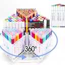 Large Capacity 360 Rotating Marker Organizer with 6 Compartments Acrylic Pen Holders Office Storage Supplies Holds over 600+ Pencils