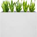 Metal Rectangular Planter Box, Galvanized Steel Tall Planters for Outdoor Plants, 35.5"x 10"x 28" White Outdoor Planters for Porch/Patio/Garden (Large)
