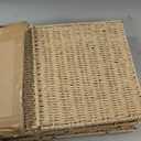 Foldable Storage Baskets with Handles Paper Rope Storage Baskets Rectangle Collapsible Hand Woven Storage Cubes Bins for Organizing Shelves Living Room Bedroom Pantry (4, 11'' x 11'' x 11'')