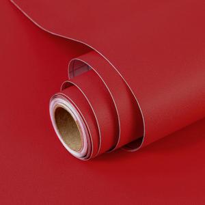 Red Peel and Stick Wallpaper A Set of 23.6”x 236” Matte Red Self-Adhesive Removable Contact Paper Solid Color Waterproof Vinyl Roll for Cabinets Furniture Renovation Bedroom Wall Covering