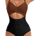 Eomenie Women's One Piece Swimsuits Tummy Control Cutout High Waisted Bathing Suit Wrap Tie Back 1 Piece Swimsuit (XL)